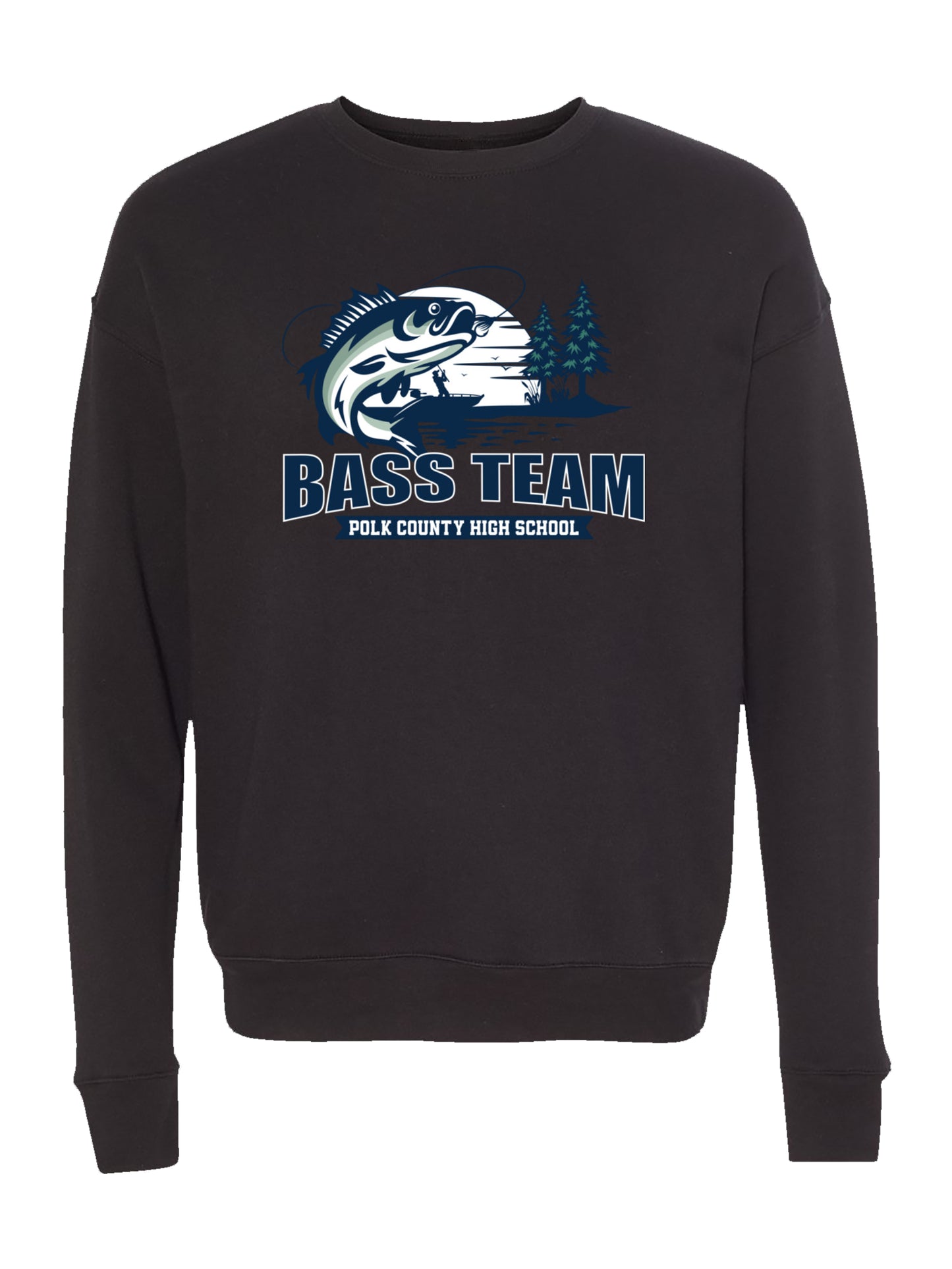PCHS Bass Team Fishing Scene Design Fleece Sweatshirt