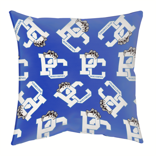 PC Wolverines Claw Logo Pattern on Blue Throw Pillows