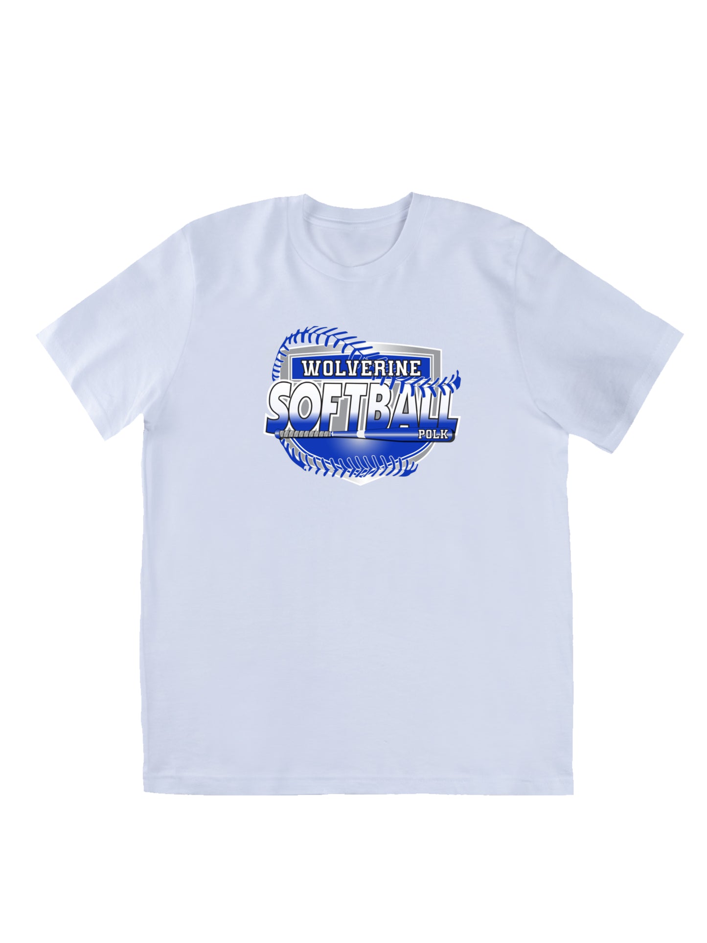 Polk County Wolverines Shield Logo Softball Short Sleeve T-shirt