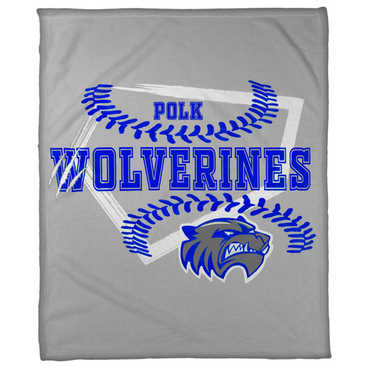 Polk County Schools Wolverines Homeplate Blue Logo 50"x60" Fleece Blanket