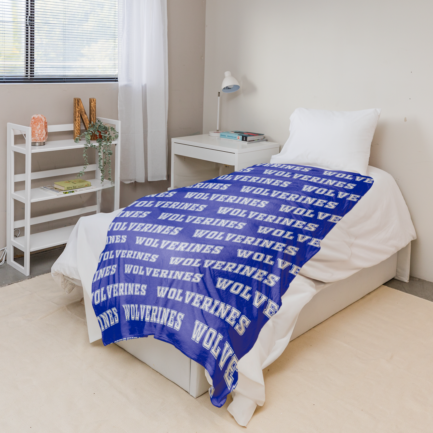 Wolverines White Text Pattern 50"x60" Fleece Blanket