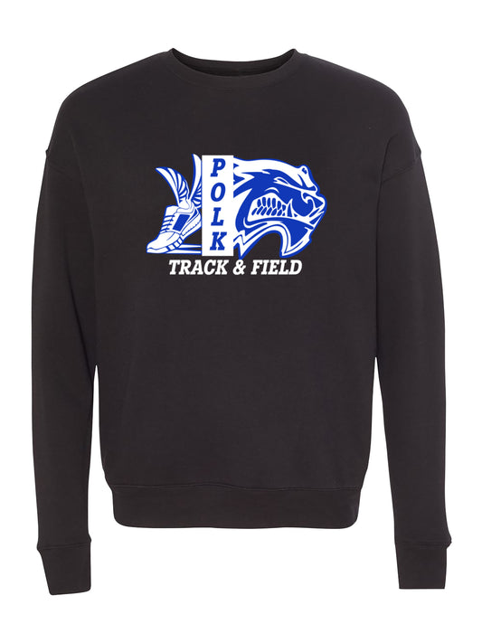 Polk County Track & Field Wolverine Head And Shoe Logo, White Fleece Sweatshirt