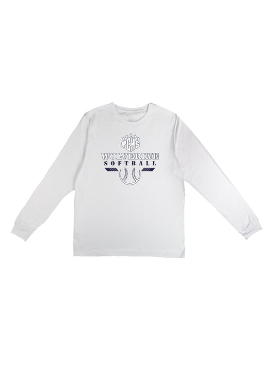 PCHS Wolverine Softball Logo Long Sleeve T-shirt
