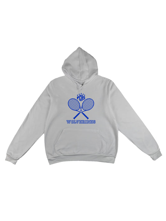 PCHS Wolverines Tennis Crossed Rackets, Bleue Fleece Pullover Hoodie