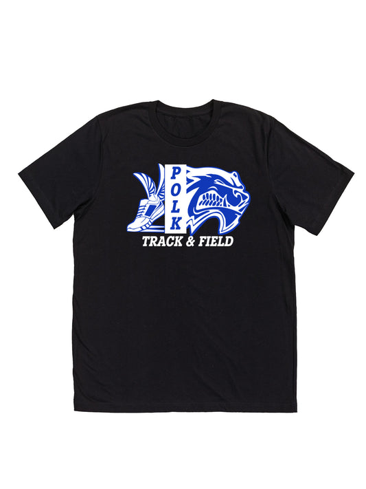Polk County Track & Field Wolverine Head And Shoe Logo, White Short Sleeve T-shirt