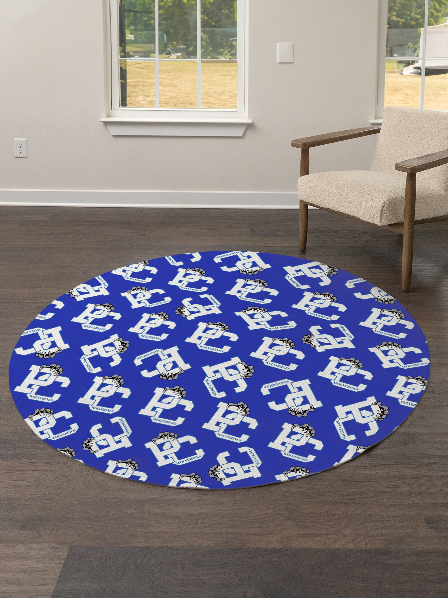 PC Wolverines Claw Logo Pattern 5' Round Area Rug