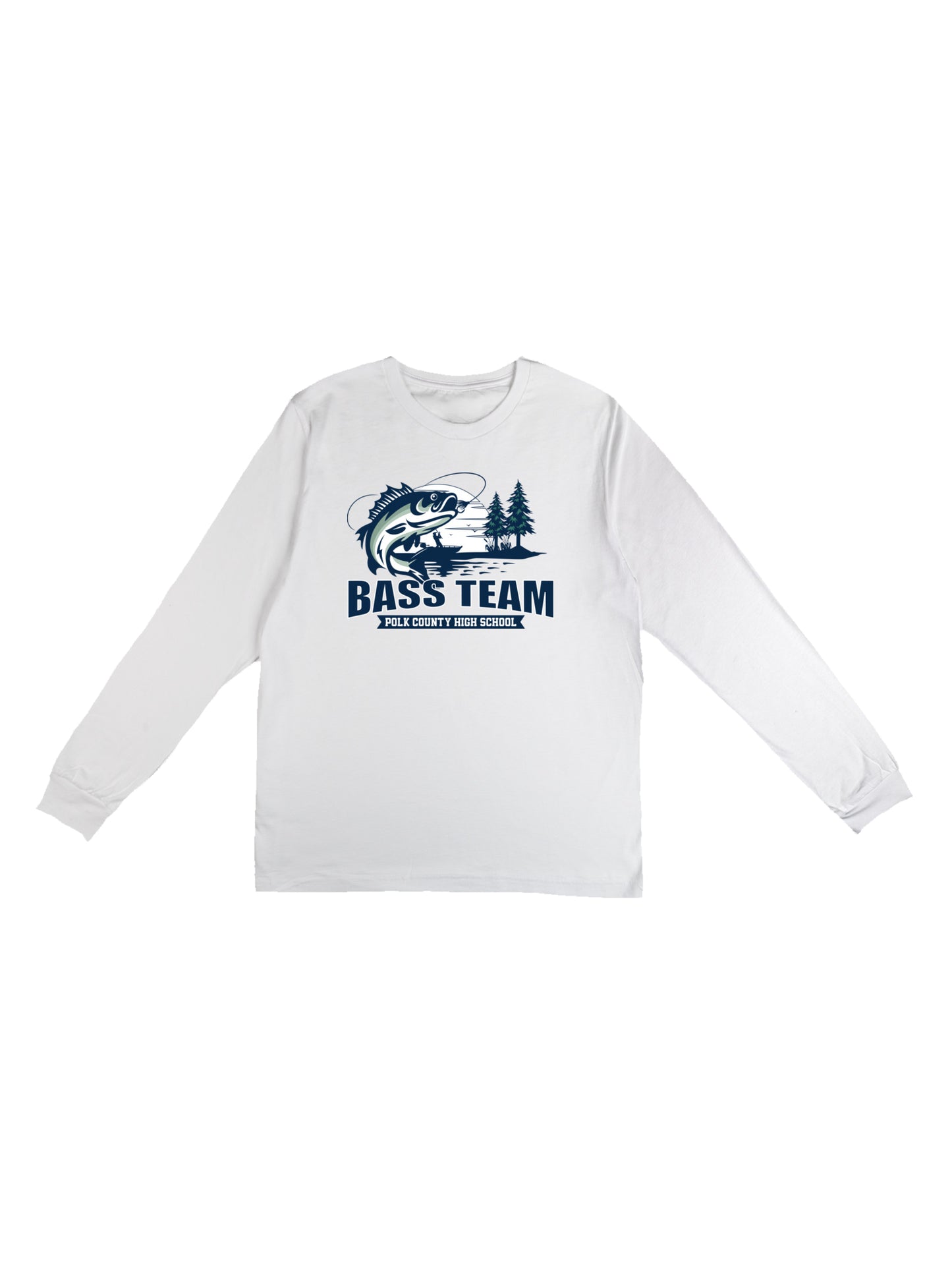 PCHS Bass Team Fishing Scene Design Long Sleeve T-shirt