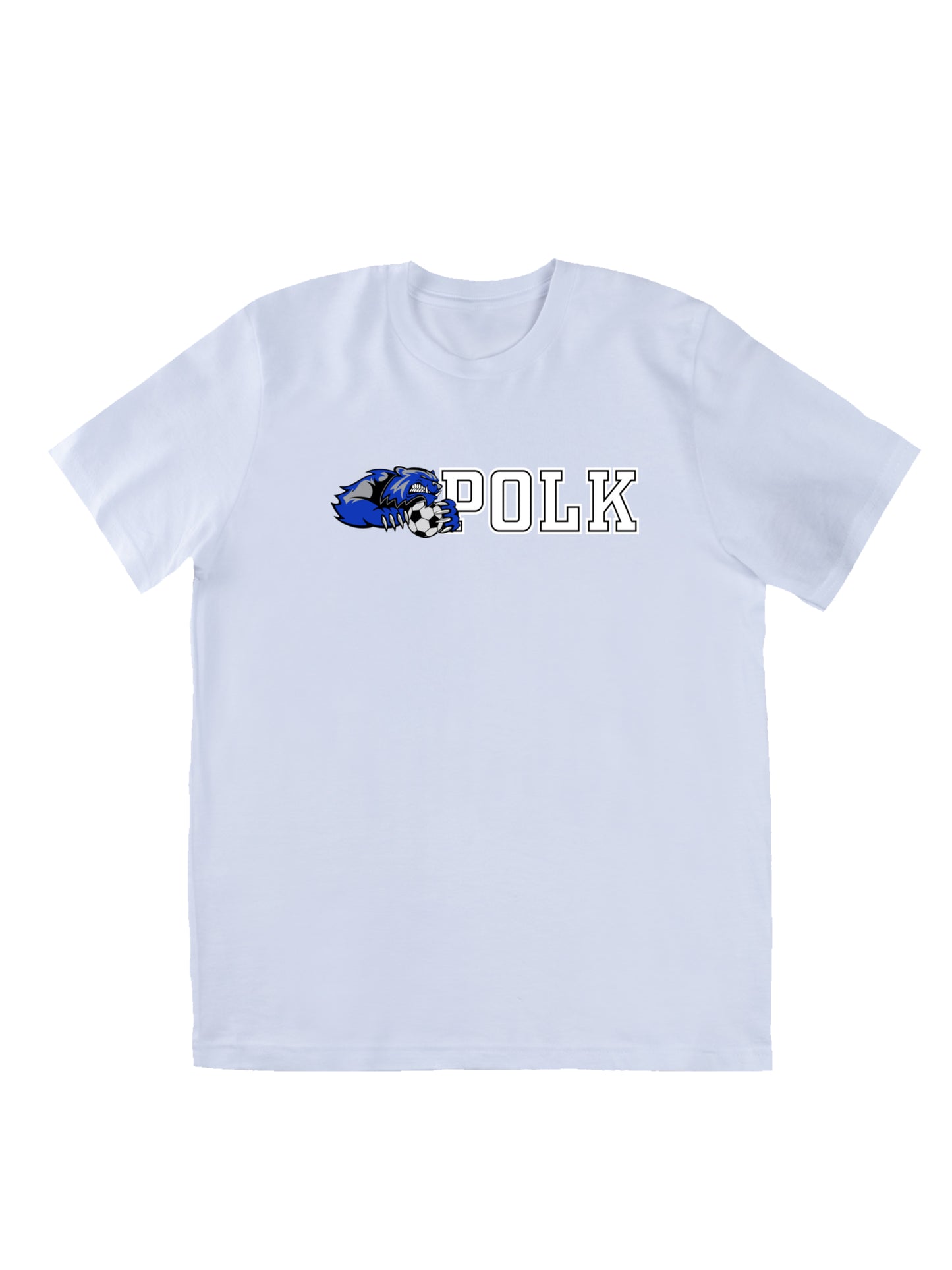 Polk County Wolverine with Soccer Ball White Logo Jersey Short Sleeve T-shirt