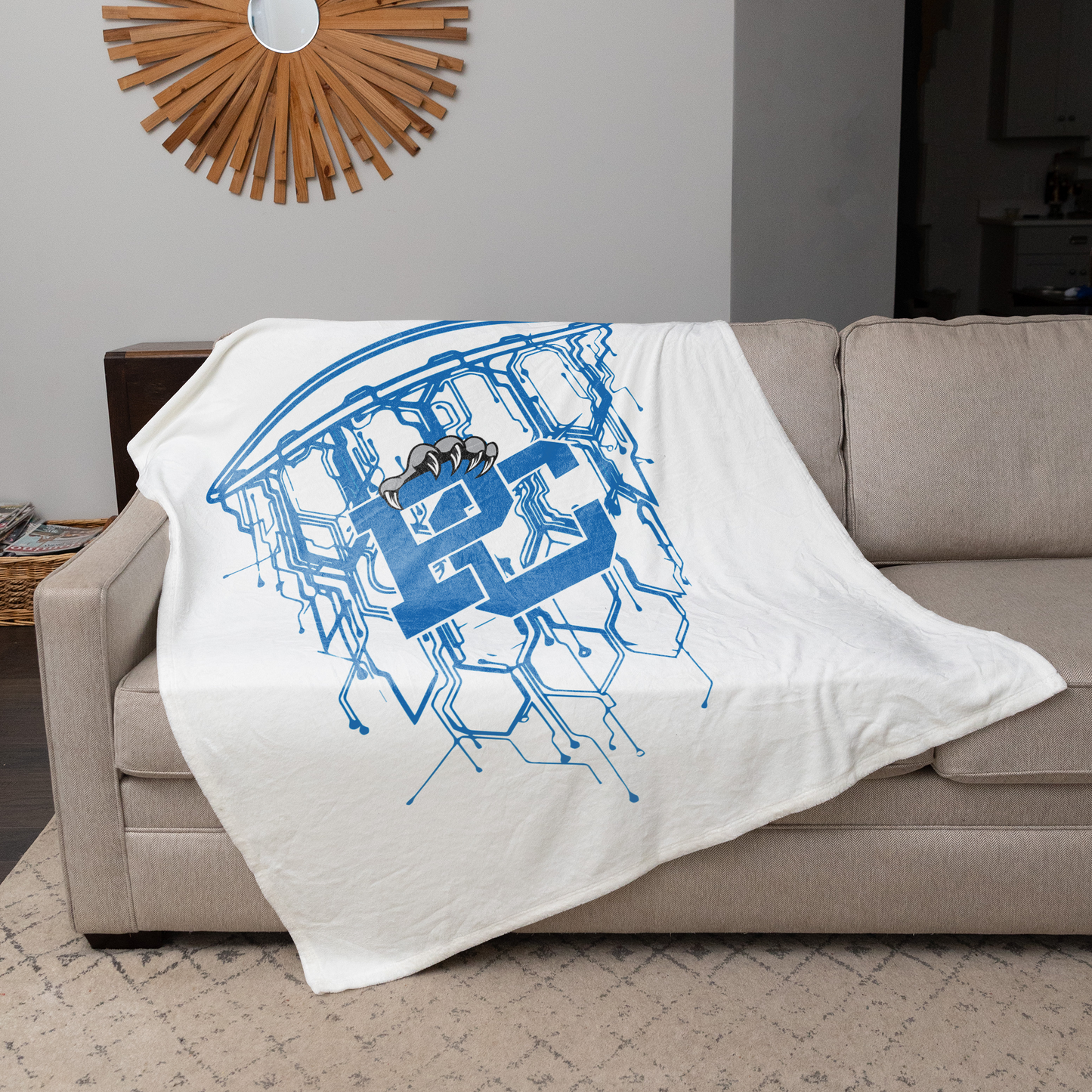 Polk County Schools Basketball PC Circuit Net in Blue 50'x60" Fleece Blanket