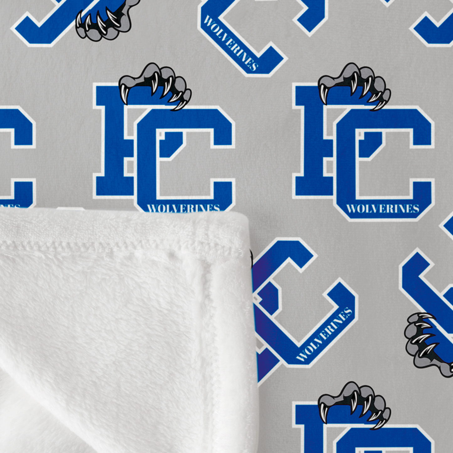 PC Wolverines Claw Logo Pattern, Blue 50"x60" Fleece Blanket