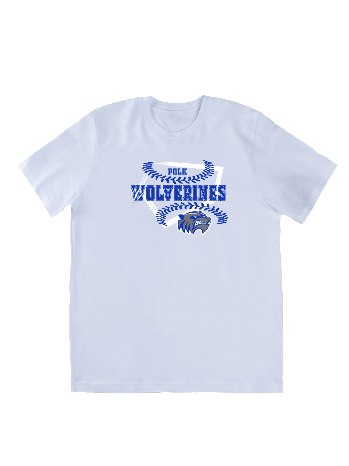 Polk County Schools Wolverines Homeplate Blue Logo Short Sleeve T-shirt