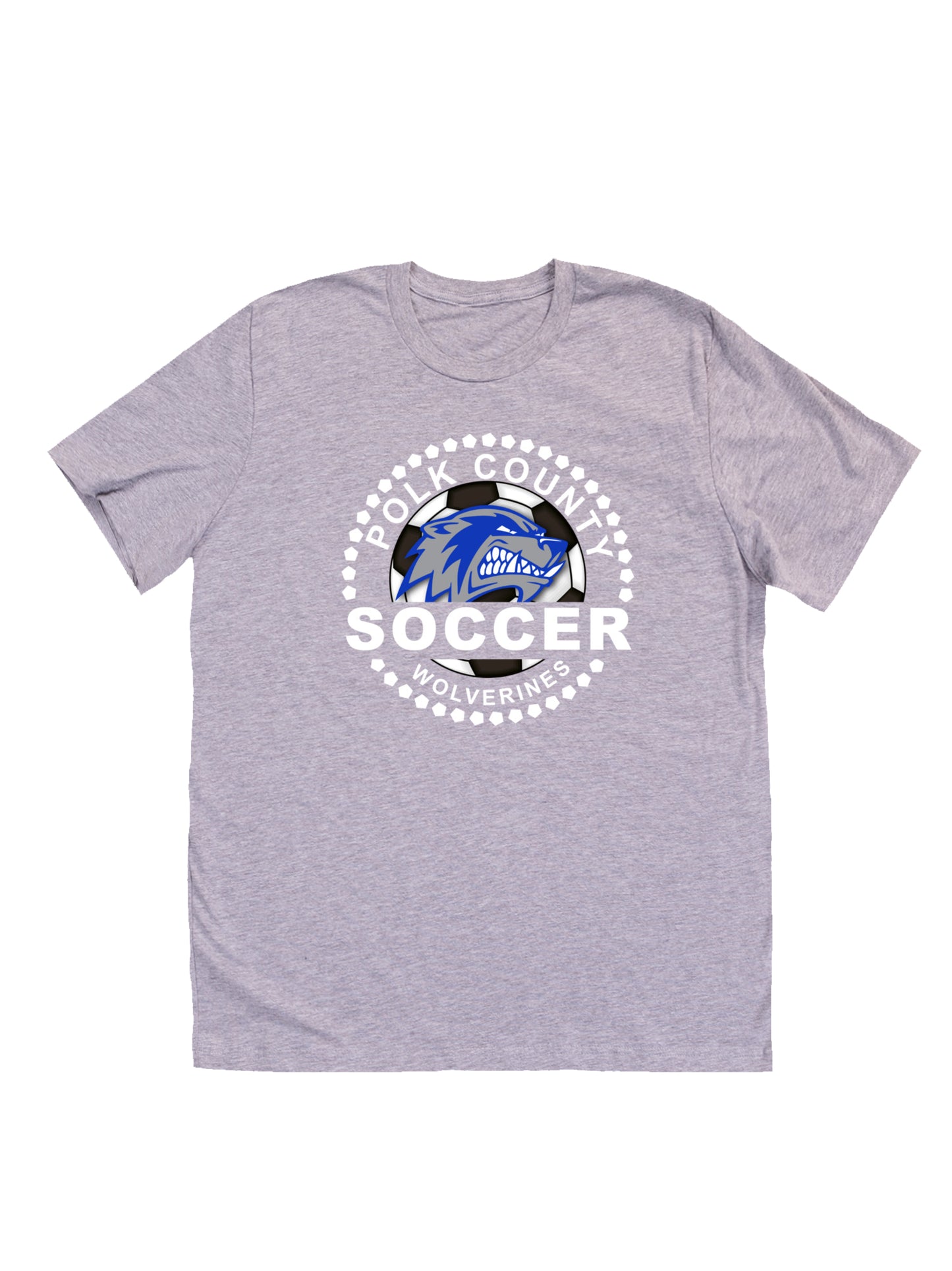 Polk County Wolverines Soccer White Logo Short Sleeve Tee
