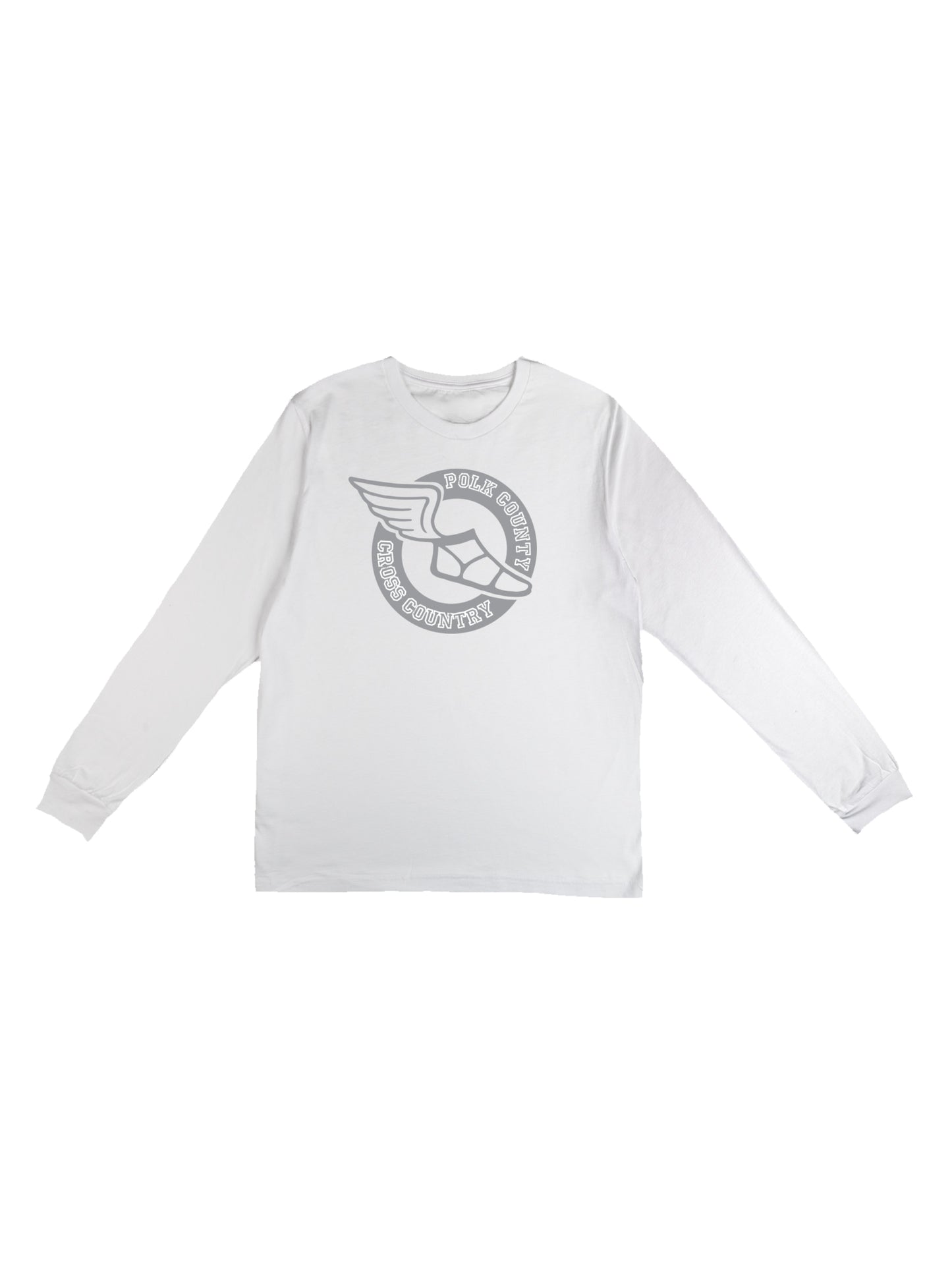 Polk County Cross Country Winged Shoe, Grey Long Sleeve T-shirt