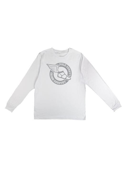 Polk County Cross Country Winged Shoe, Grey Long Sleeve T-shirt