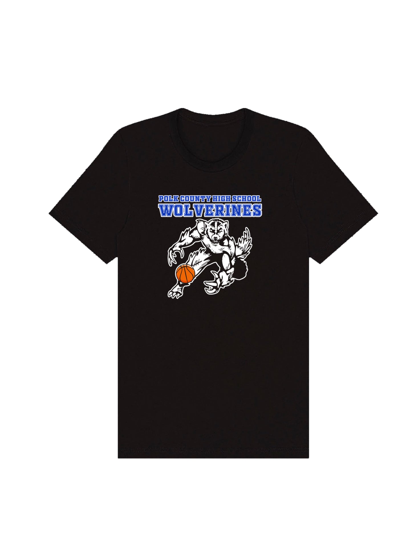 PCHS Wolverines Basketball Mascot with Ball Design Short Sleeve T-shirt