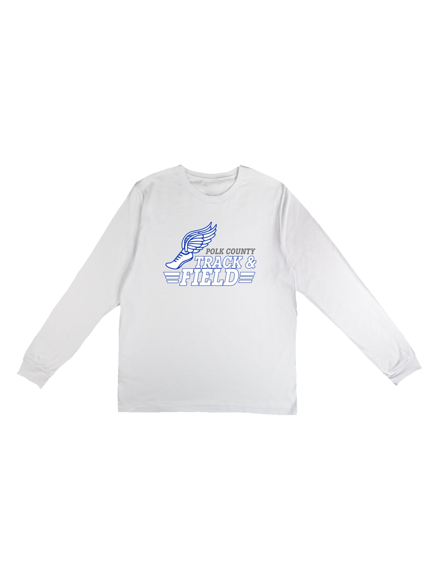 Polk County Schools Track & Field White Logo Long Sleeve T-shirt