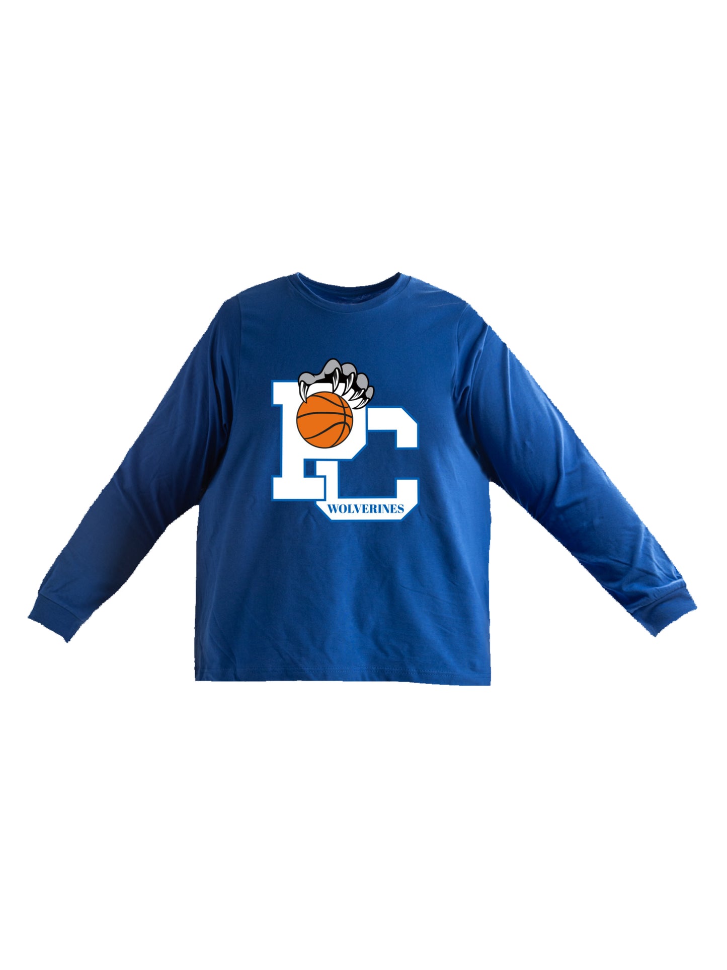 Polk County Basketball Wolverines Claws in White Long Sleeve T-shirt