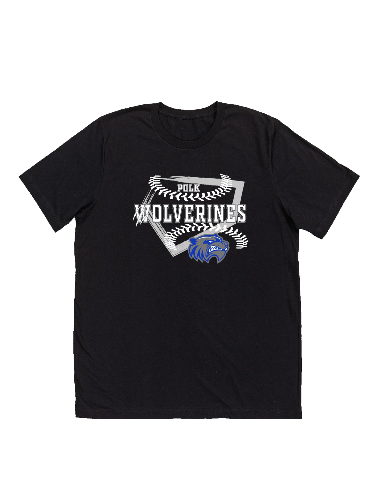 Polk County Schools Wolverines Homeplate White Logo Short Sleeve T-shirt