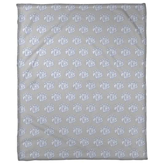 PCHS Paw Logo Pattern, White 50"x60" Fleece Blanket