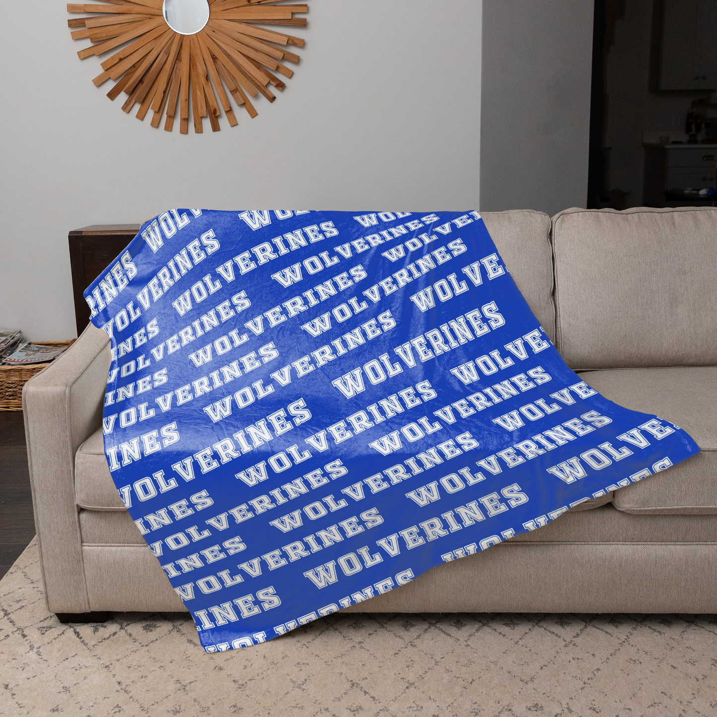 Wolverines White Text Pattern 50"x60" Fleece Blanket
