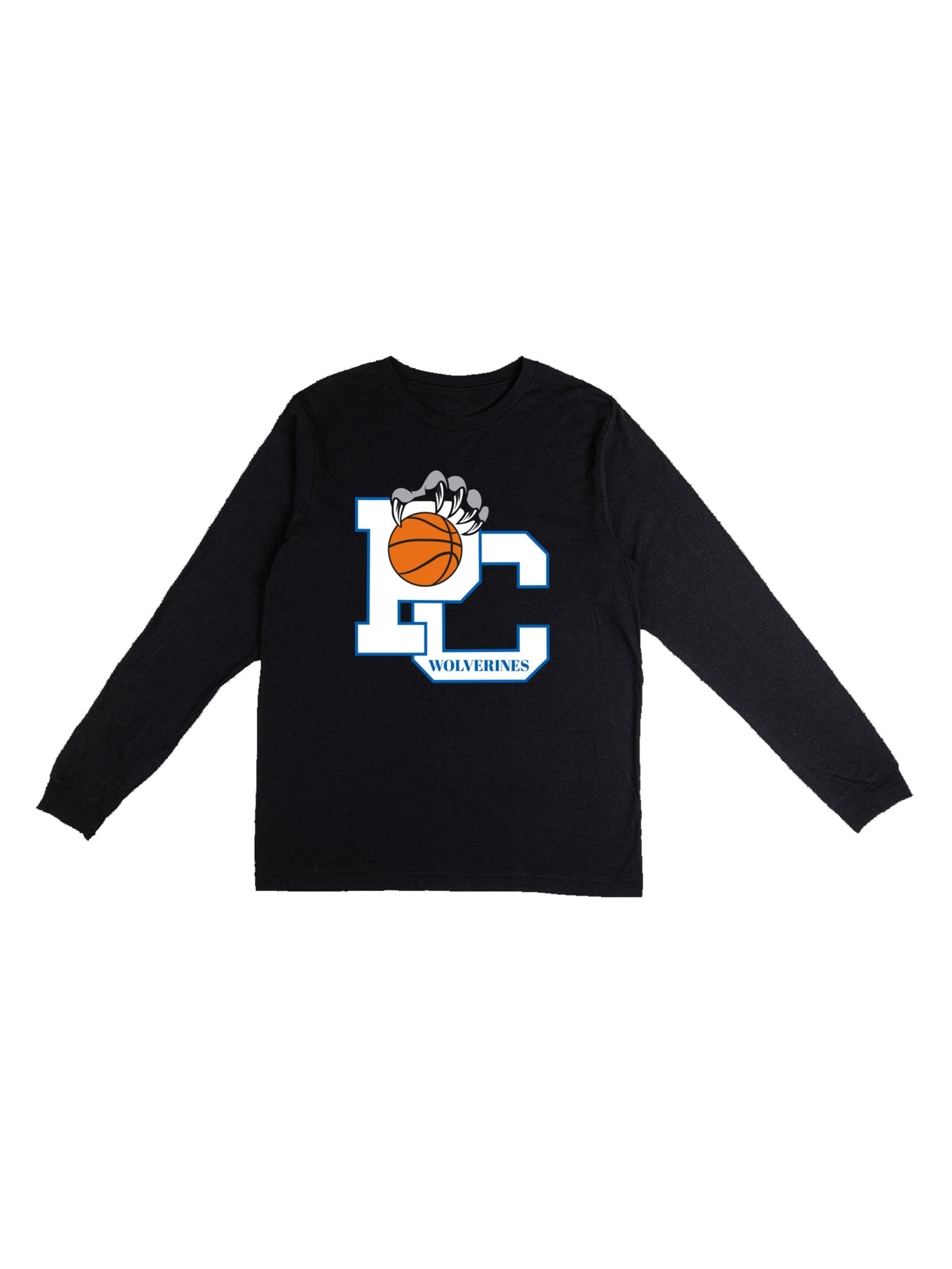 Polk County Basketball Wolverines Claws in White Long Sleeve T-shirt