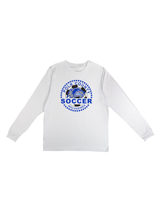 Polk County Wolverines Soccer Blue Logo Jersey Long Sleeve T-shirt