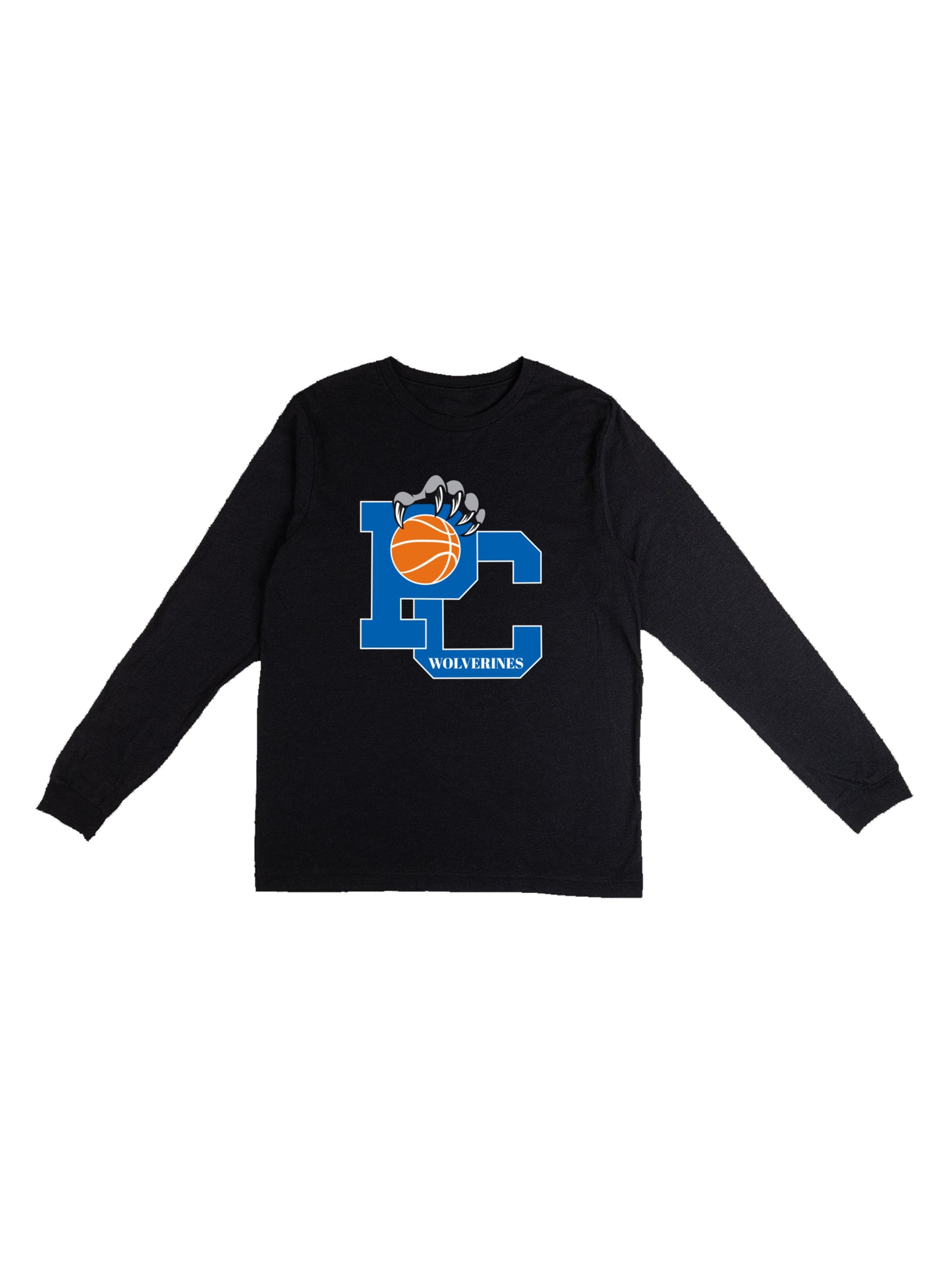 Polk County Basketball Wolverines Claws in Blue Long Sleeve T-shirt