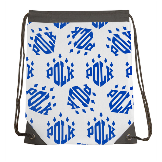 PolkPaw Logo Pattern, Blue Drawstring Gymbag