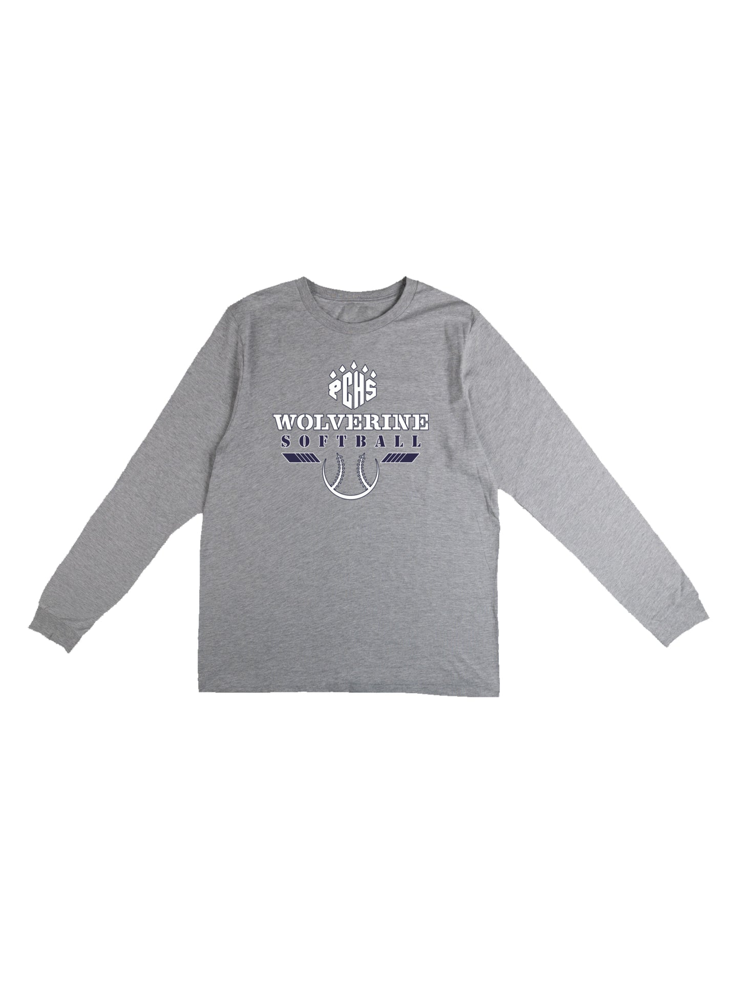 PCHS Wolverine Softball Logo Long Sleeve T-shirt
