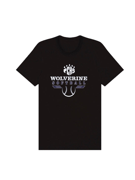 PCHS Wolverine Softball Logo Short Sleeve T-shirt
