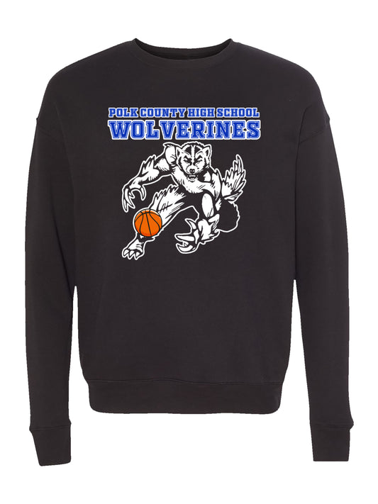 PCHS Wolverines Basketball Mascot with Ball Design Unisex Fleece Sweatshirt