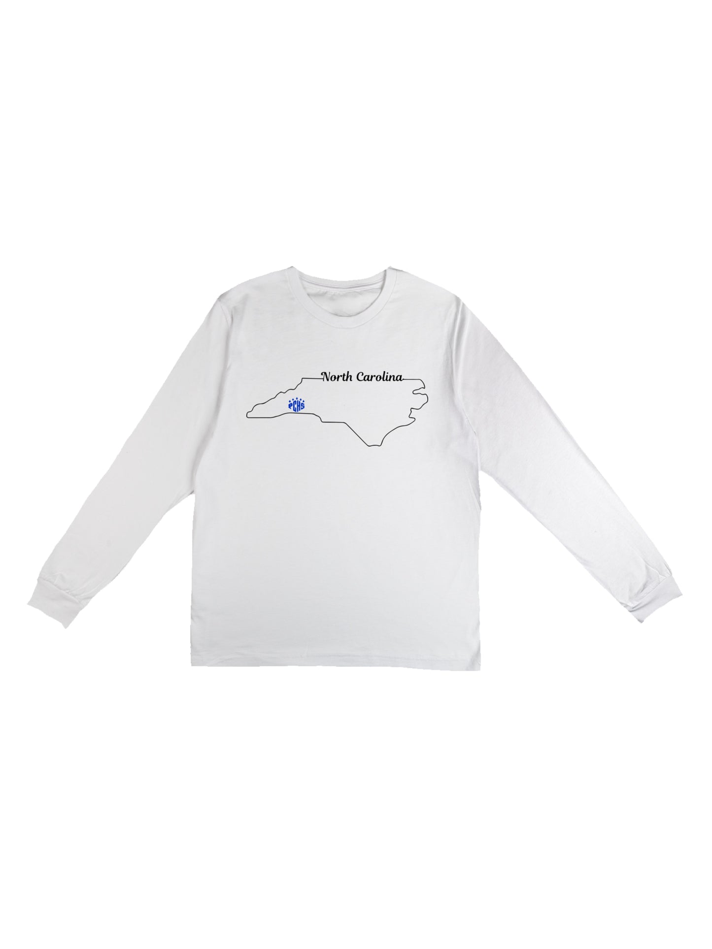 North Carolina Outline & PCHS Paw Logo Long Sleeve T-shirt