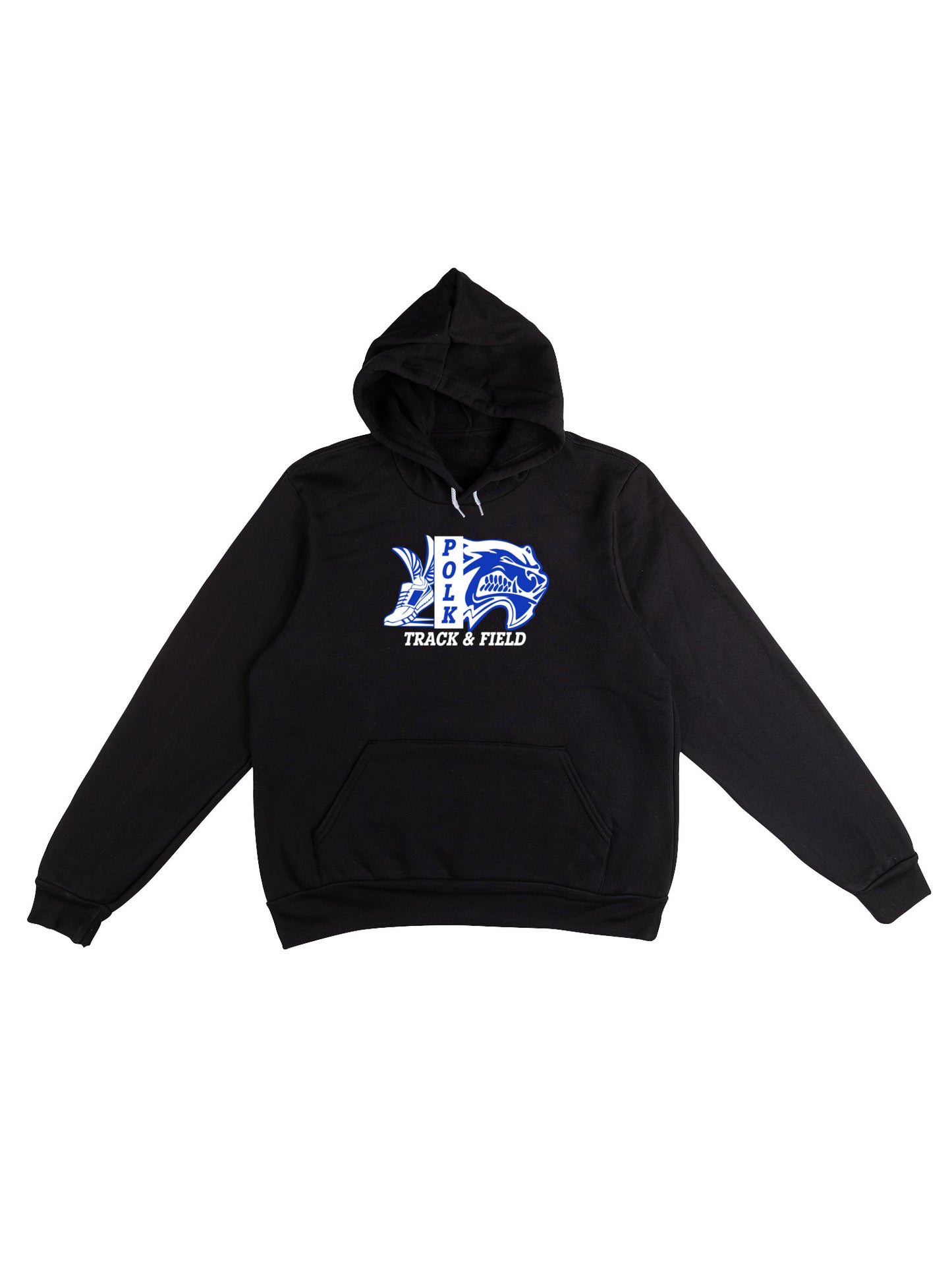 Polk County Track & Field Wolverine Head And Shoe Logo, White Fleece Pullover Hoodie