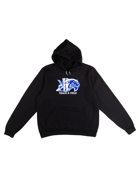 Polk County Track & Field Wolverine Head And Shoe Logo, White Fleece Pullover Hoodie
