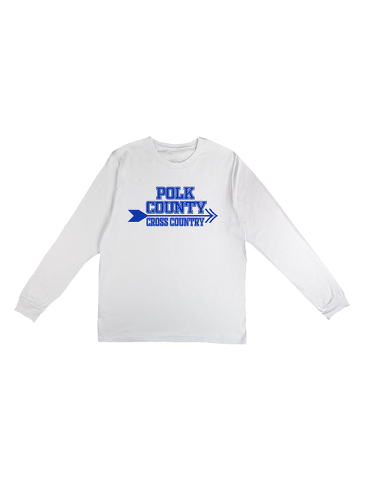 Polk County Cross Country Blue Logo Long Sleeve T-shirt