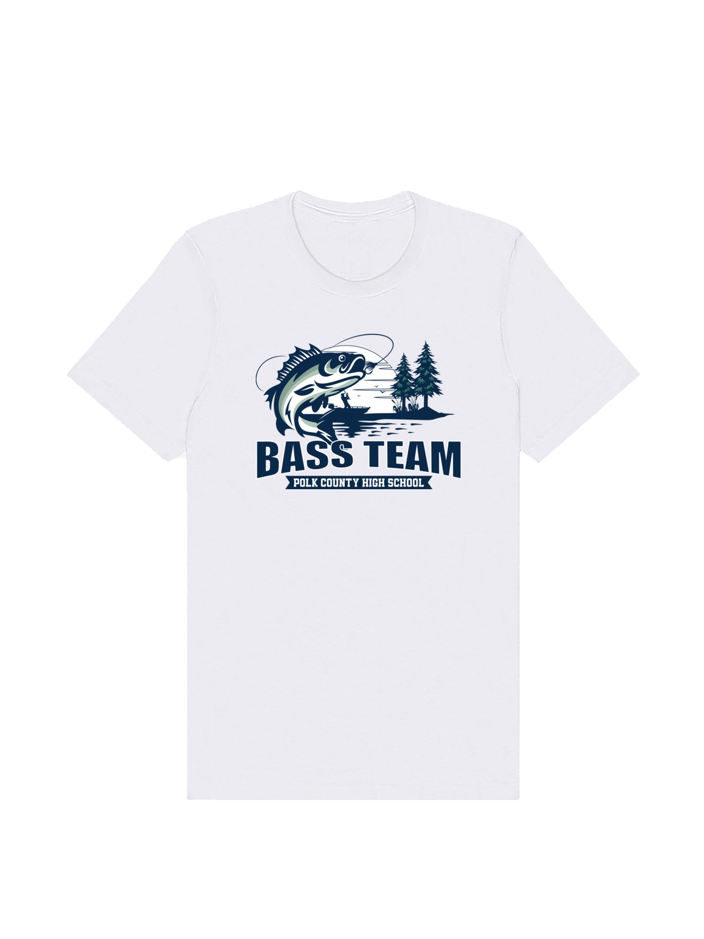PCHS Bass Team Fishing Scene Design Short Sleeve T-shirt