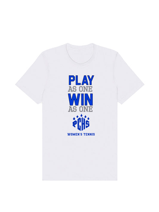 PCHS Women's Tennis Play As One with Men Jersey Short Sleeve Tee