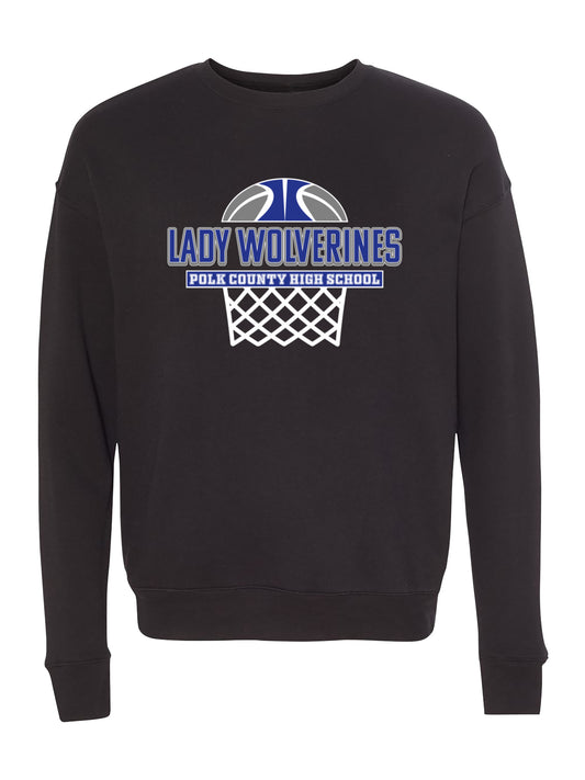 Lady Wolverines PCHS Basketball Design with Unisex Sponge Fleece Drop Shoulder Sweatshirt