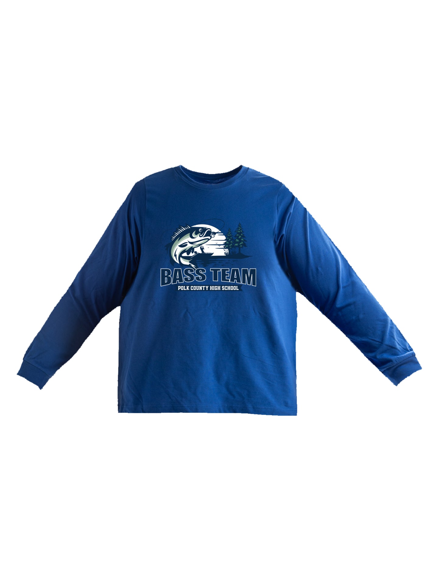 PCHS Bass Team Fishing Scene Design Long Sleeve T-shirt