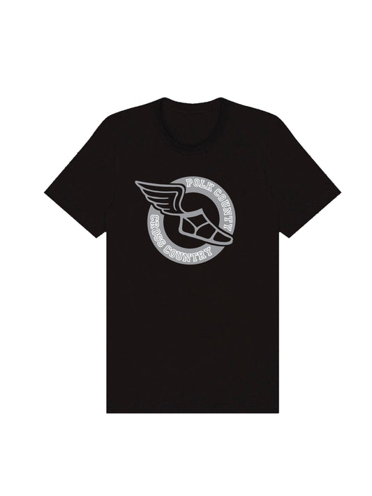 Polk County Cross Country Winged Shoe, Grey Short Sleeve T-shirt