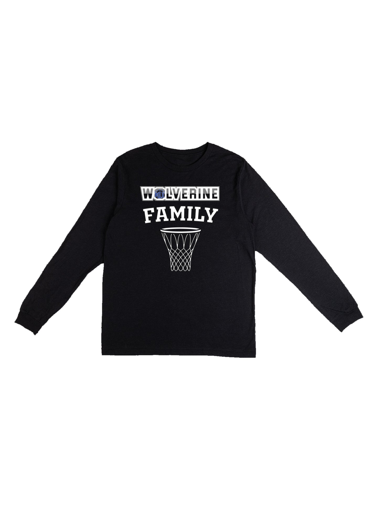 Polk County "Wolverine Family" + Basketball Net Long Sleeve T-shirt