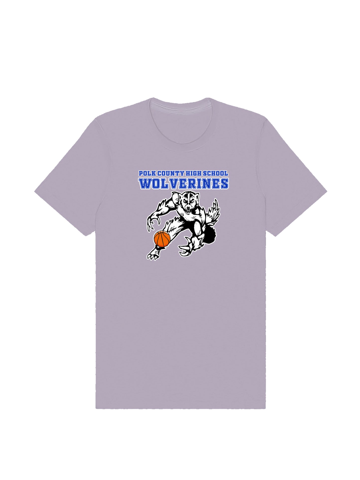 PCHS Wolverines Basketball Mascot with Ball Design Short Sleeve T-shirt