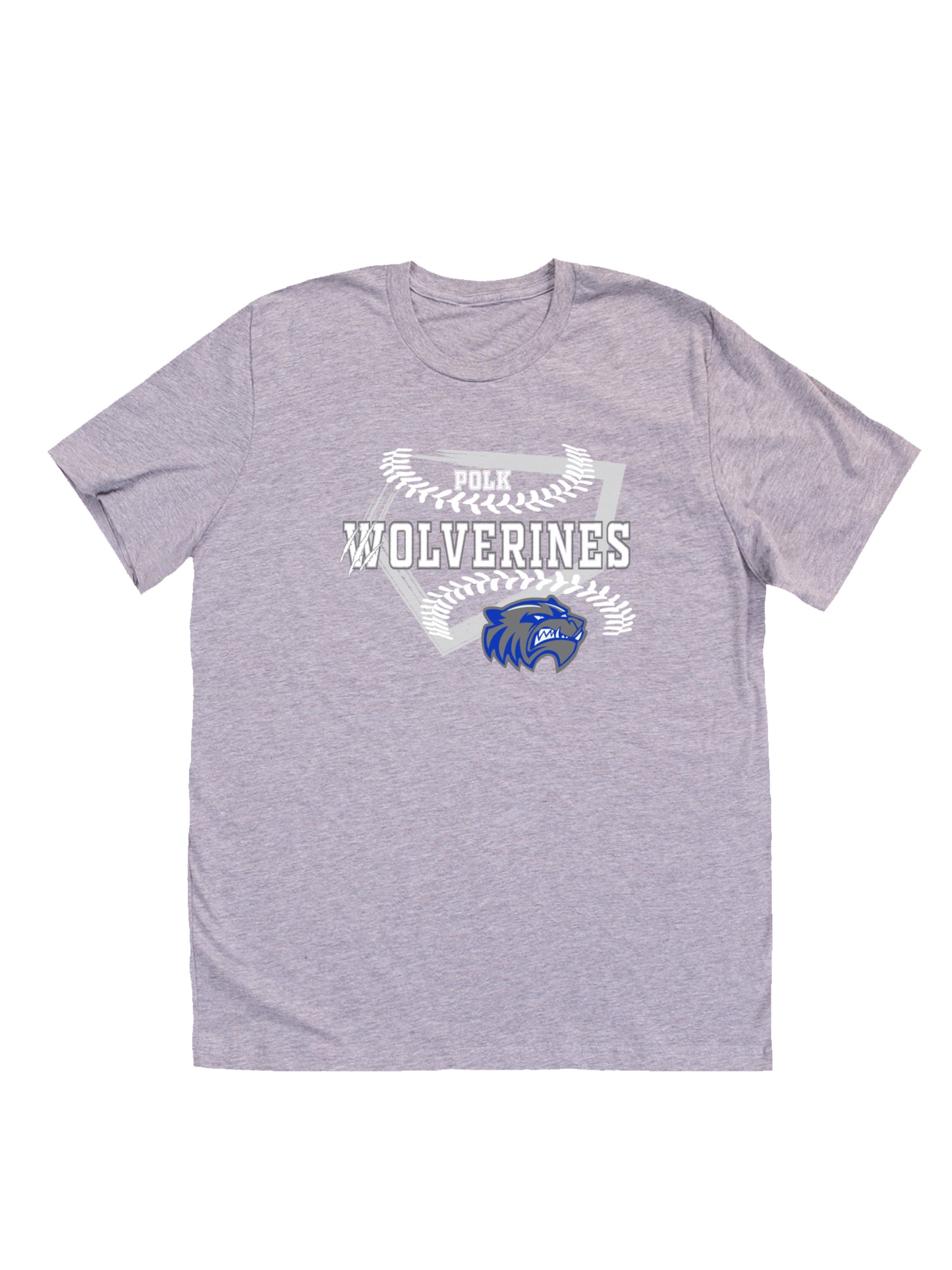Polk County Schools Wolverines Homeplate White Logo Short Sleeve T-shirt