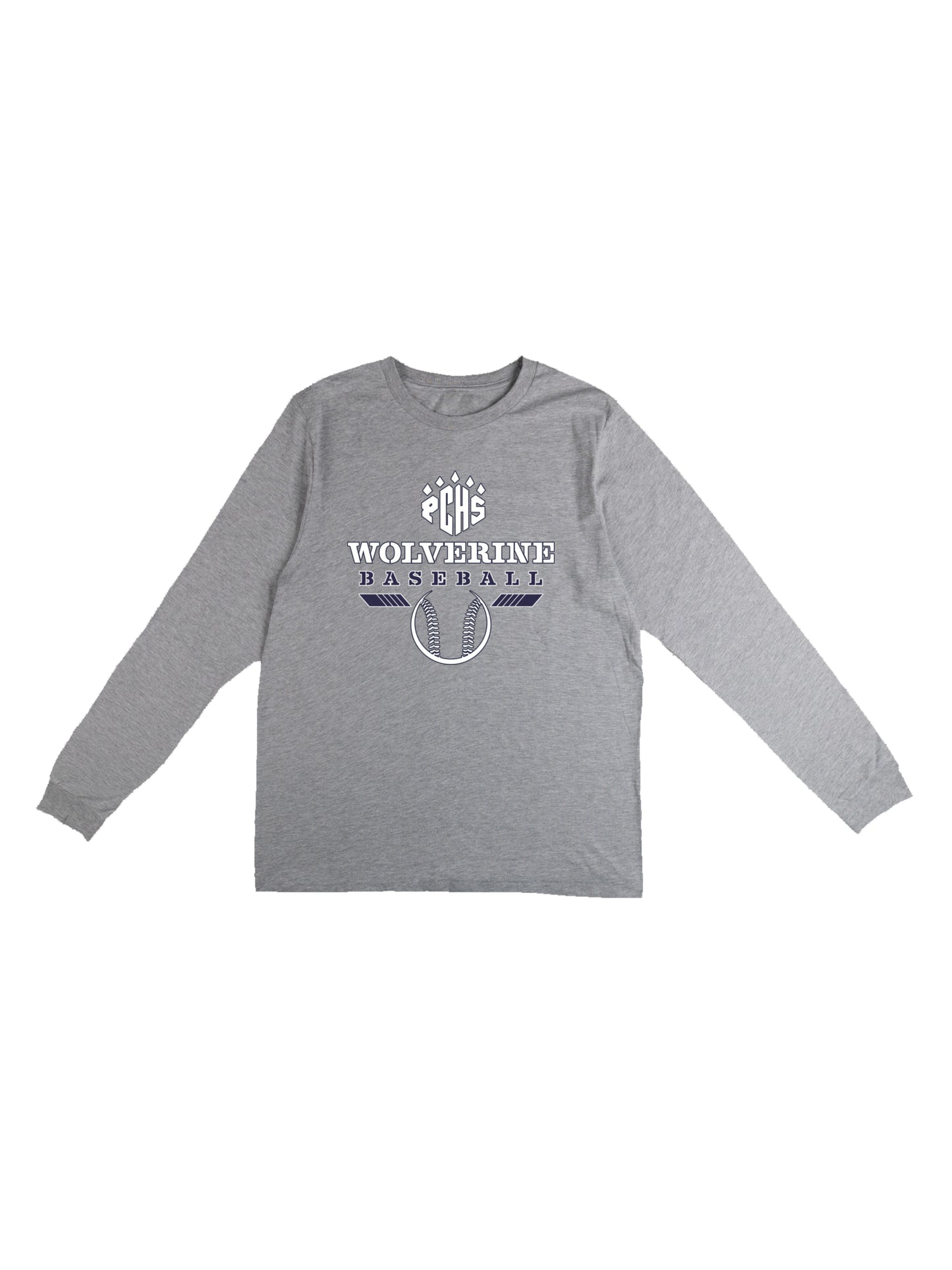 PCHS Wolverine Baseball Logo Long Sleeve T-shirt