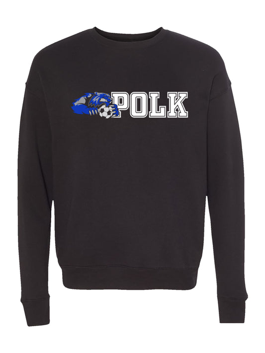 Polk County Wolverine with Soccer Ball White Logo Fleece Sweatshirt