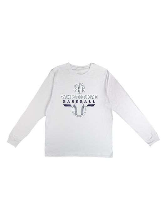 PCHS Wolverine Baseball Logo Long Sleeve T-shirt