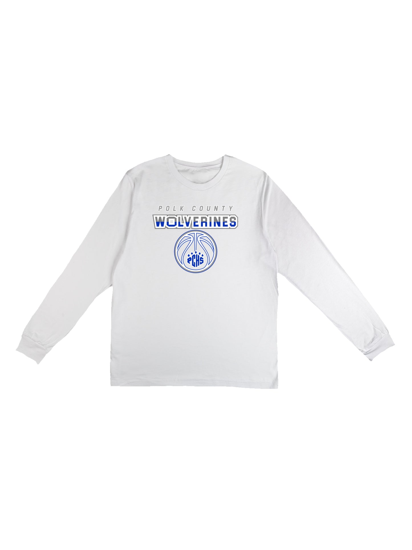 Polk County Wolverines Basketball Design PCHS Paw Long Sleeve T-shirt