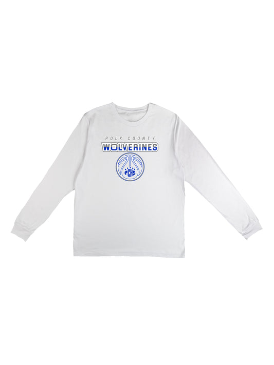 Polk County Wolverines Basketball Design PCHS Paw Long Sleeve T-shirt