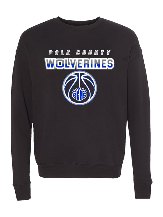 Polk County Wolverines Basketball Design with PCHS Paw Fleece Sweatshirt