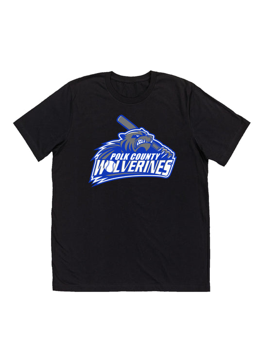 Polk County Wolverines Baseball Logo Short Sleeve T-shirt